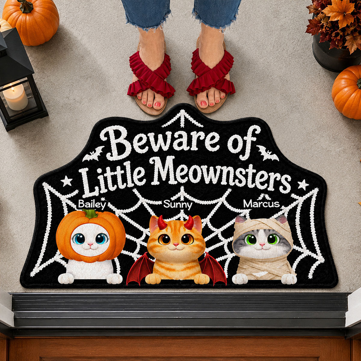 Creepy Cute Cat - Personalized Doormat - Halloween Gift Fot Cat Lovers