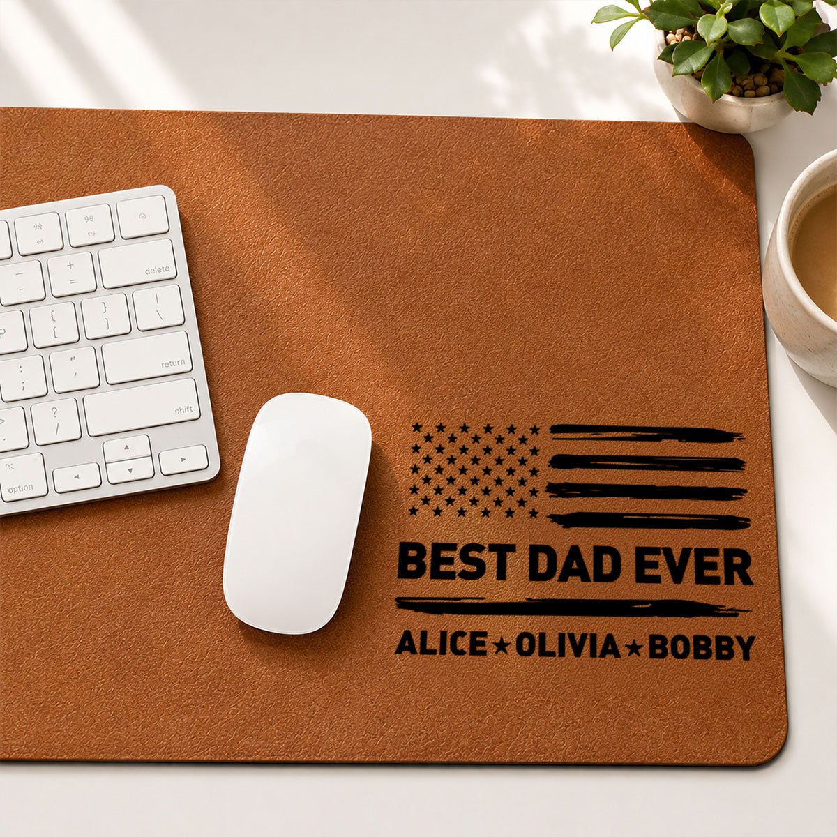 Best Dad Ever Nation Flag - Personalized Desk Mat - Father's Day Gift For Dad, Husband
