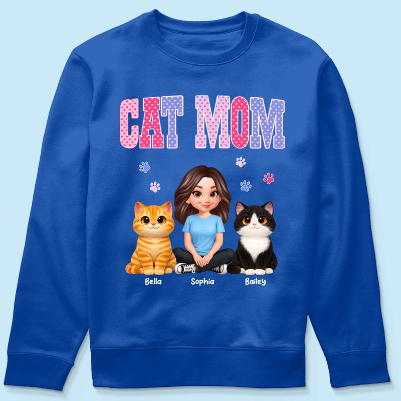Trending 2026 Polka Dot Pattern Spring Summer Vibe Cat Mom - Personalized Shirt - Mother's Day Gift For Cat Mom