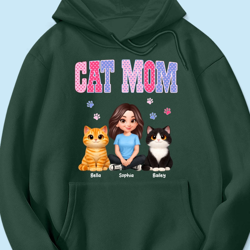 Trending 2026 Polka Dot Pattern Spring Summer Vibe Cat Mom - Personalized Shirt - Mother's Day Gift For Cat Mom