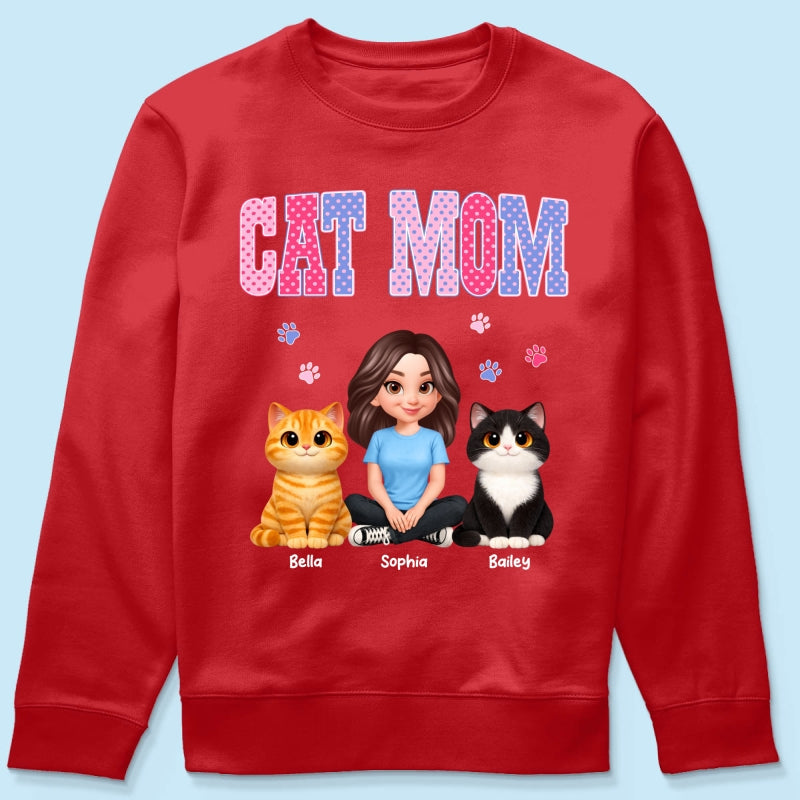 Trending 2026 Polka Dot Pattern Spring Summer Vibe Cat Mom - Personalized Shirt - Mother's Day Gift For Cat Mom