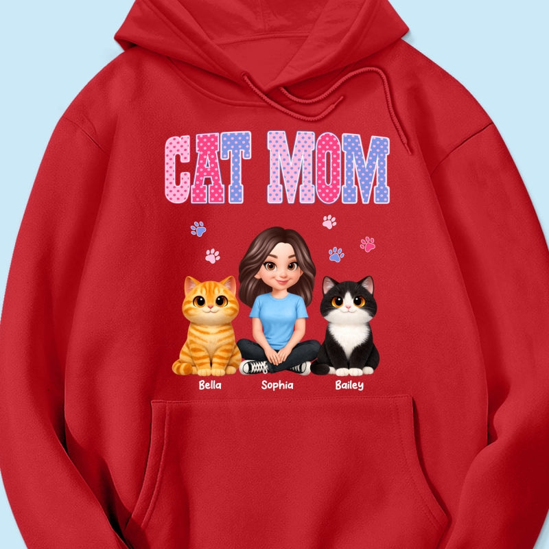 Trending 2026 Polka Dot Pattern Spring Summer Vibe Cat Mom - Personalized Shirt - Mother's Day Gift For Cat Mom