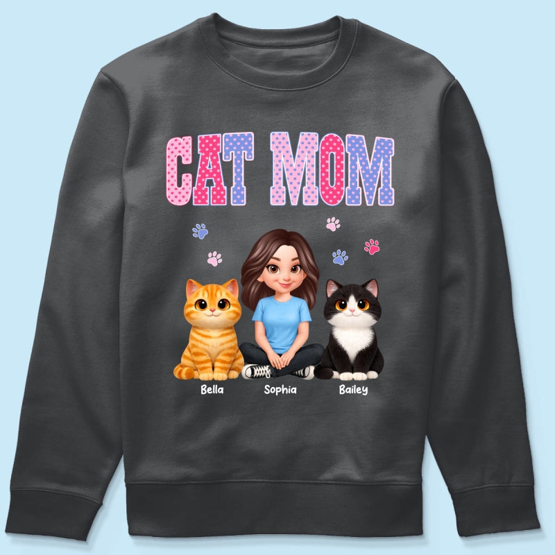 Trending 2026 Polka Dot Pattern Spring Summer Vibe Cat Mom - Personalized Shirt - Mother's Day Gift For Cat Mom