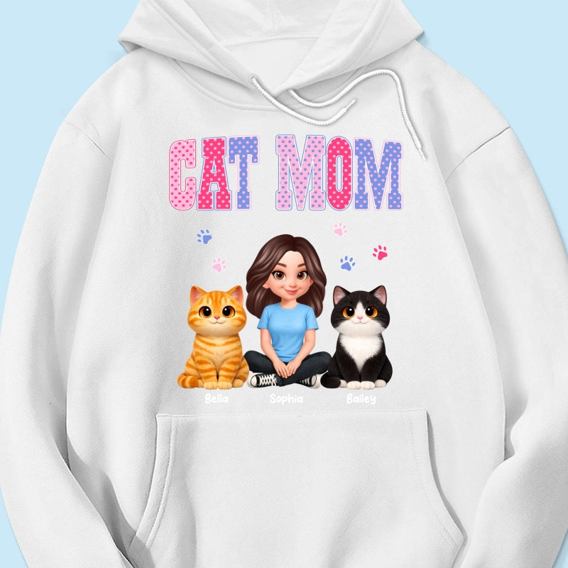 Trending 2026 Polka Dot Pattern Spring Summer Vibe Cat Mom - Personalized Shirt - Mother's Day Gift For Cat Mom