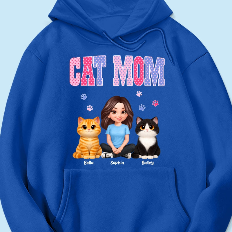Trending 2026 Polka Dot Pattern Spring Summer Vibe Cat Mom - Personalized Shirt - Mother's Day Gift For Cat Mom