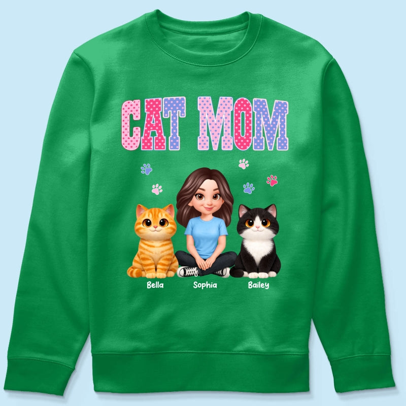Trending 2026 Polka Dot Pattern Spring Summer Vibe Cat Mom - Personalized Shirt - Mother's Day Gift For Cat Mom