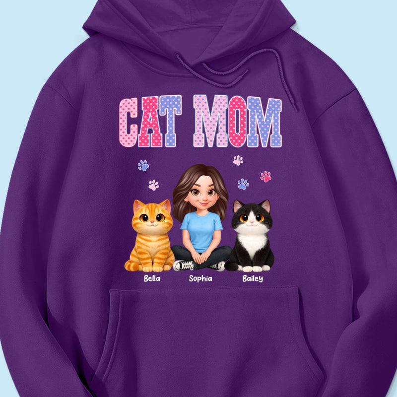 Trending 2026 Polka Dot Pattern Spring Summer Vibe Cat Mom - Personalized Shirt - Mother's Day Gift For Cat Mom