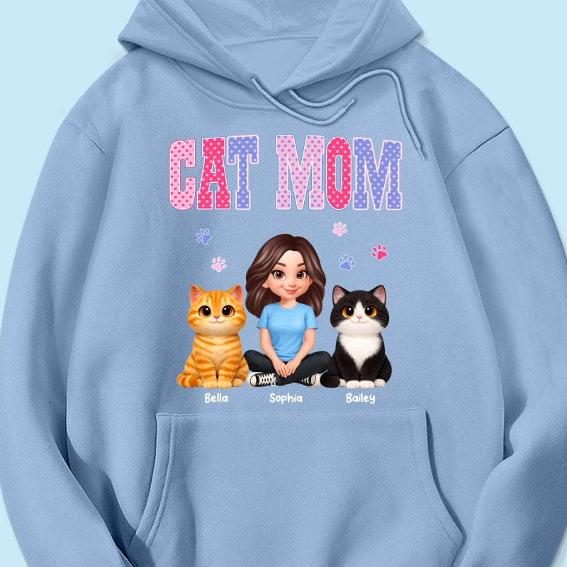 Trending 2026 Polka Dot Pattern Spring Summer Vibe Cat Mom - Personalized Shirt - Mother's Day Gift For Cat Mom