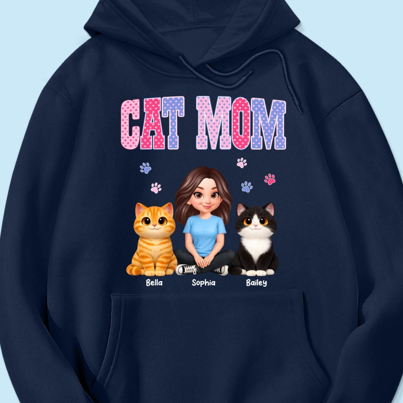 Trending 2026 Polka Dot Pattern Spring Summer Vibe Cat Mom - Personalized Shirt - Mother's Day Gift For Cat Mom