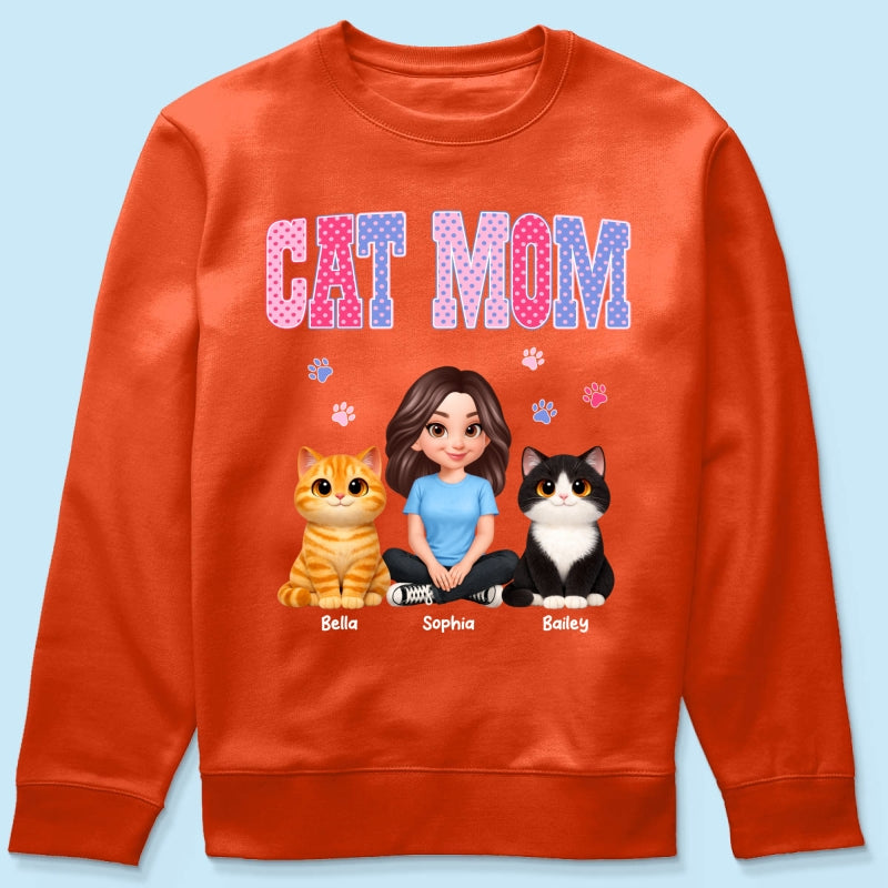 Trending 2026 Polka Dot Pattern Spring Summer Vibe Cat Mom - Personalized Shirt - Mother's Day Gift For Cat Mom
