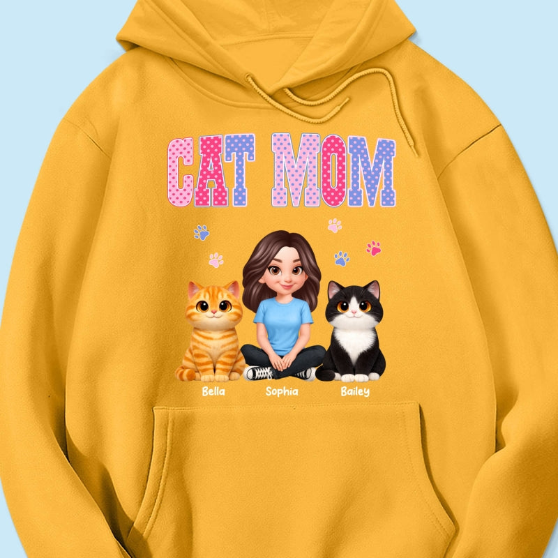 Trending 2026 Polka Dot Pattern Spring Summer Vibe Cat Mom - Personalized Shirt - Mother's Day Gift For Cat Mom