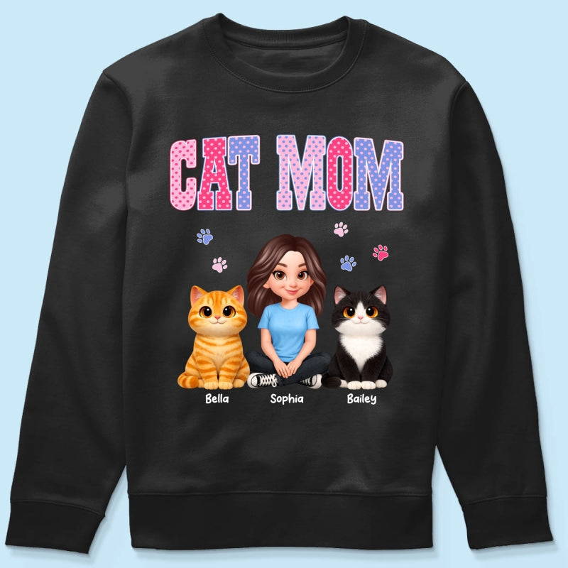 Trending 2026 Polka Dot Pattern Spring Summer Vibe Cat Mom - Personalized Shirt - Mother's Day Gift For Cat Mom