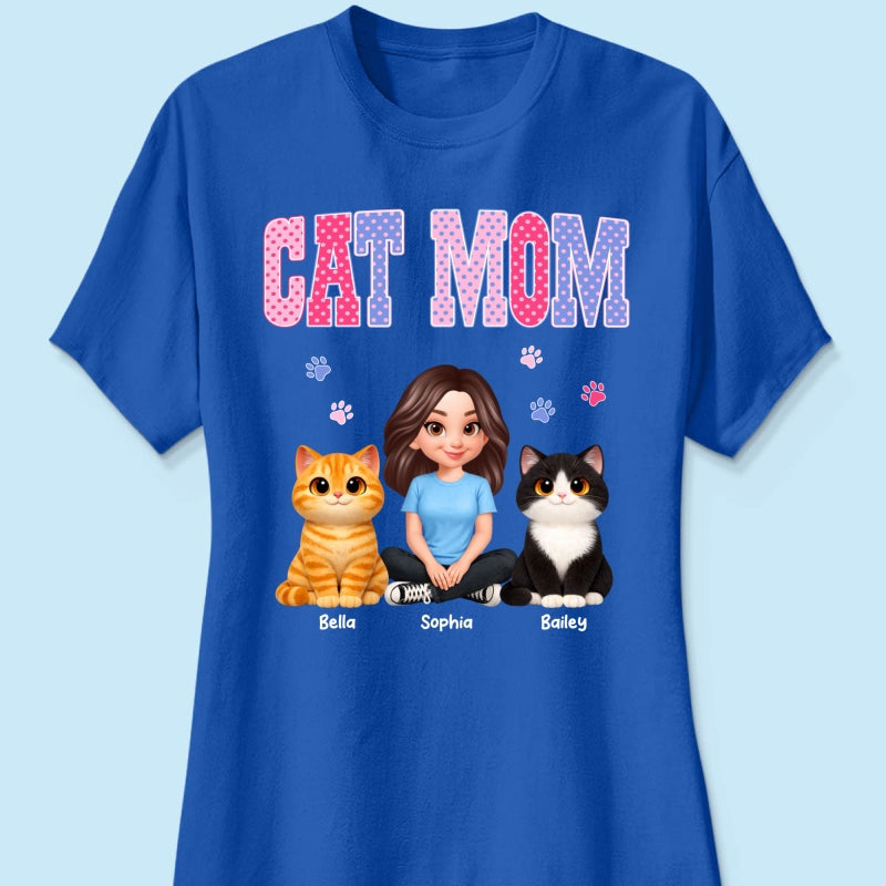 Trending 2026 Polka Dot Pattern Spring Summer Vibe Cat Mom - Personalized Shirt - Mother's Day Gift For Cat Mom