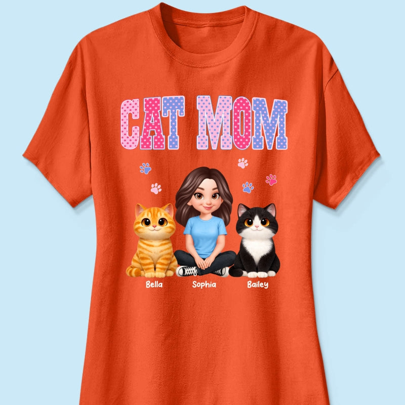 Trending 2026 Polka Dot Pattern Spring Summer Vibe Cat Mom - Personalized Shirt - Mother's Day Gift For Cat Mom