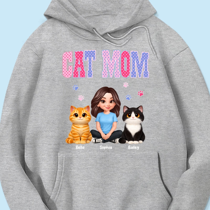 Trending 2026 Polka Dot Pattern Spring Summer Vibe Cat Mom - Personalized Shirt - Mother's Day Gift For Cat Mom