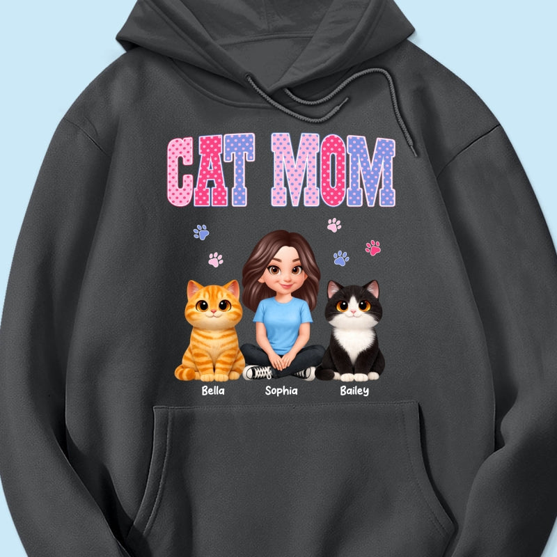 Trending 2026 Polka Dot Pattern Spring Summer Vibe Cat Mom - Personalized Shirt - Mother's Day Gift For Cat Mom