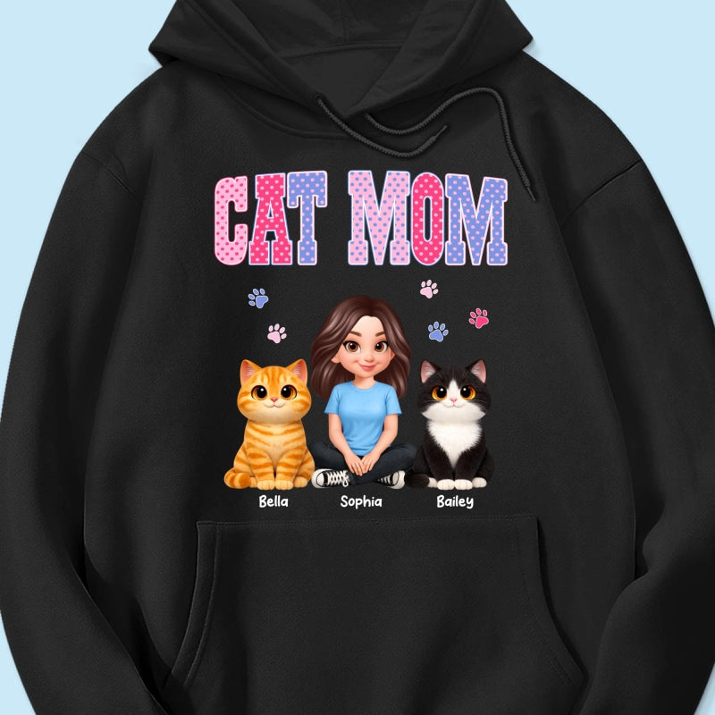 Trending 2026 Polka Dot Pattern Spring Summer Vibe Cat Mom - Personalized Shirt - Mother's Day Gift For Cat Mom