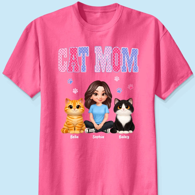 Trending 2026 Polka Dot Pattern Spring Summer Vibe Cat Mom - Personalized Shirt - Mother's Day Gift For Cat Mom