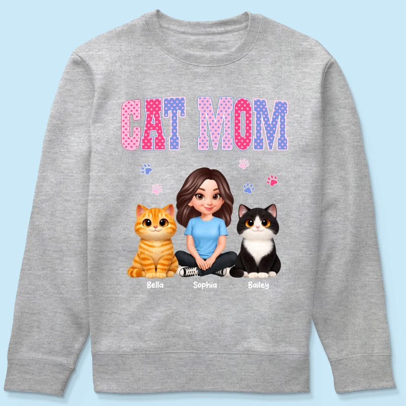 Trending 2026 Polka Dot Pattern Spring Summer Vibe Cat Mom - Personalized Shirt - Mother's Day Gift For Cat Mom