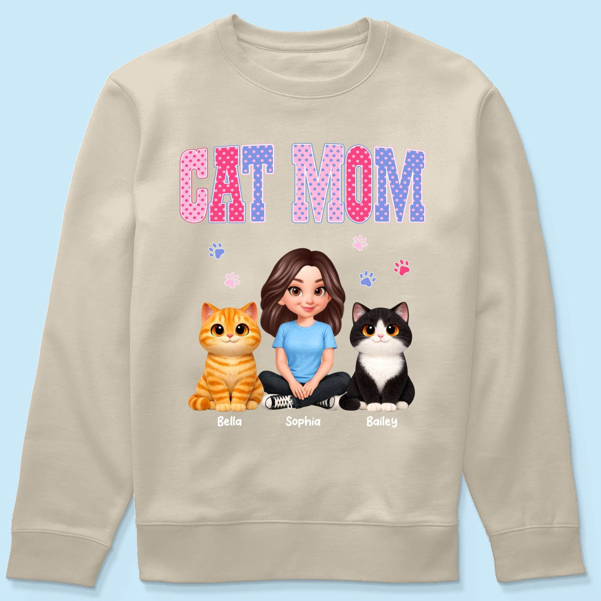 Trending 2026 Polka Dot Pattern Spring Summer Vibe Cat Mom - Personalized Shirt - Mother's Day Gift For Cat Mom