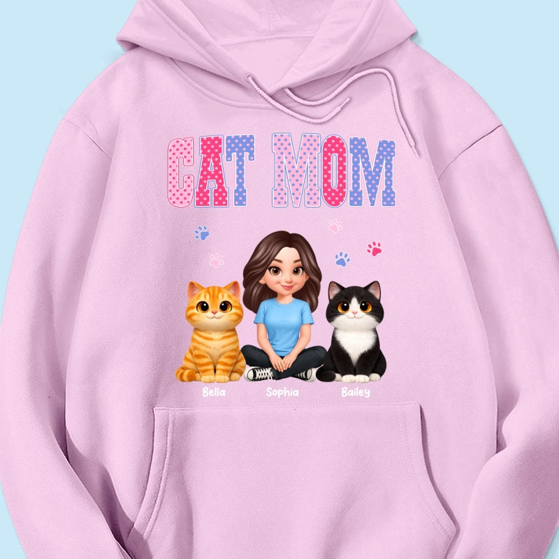 Trending 2026 Polka Dot Pattern Spring Summer Vibe Cat Mom - Personalized Shirt - Mother's Day Gift For Cat Mom