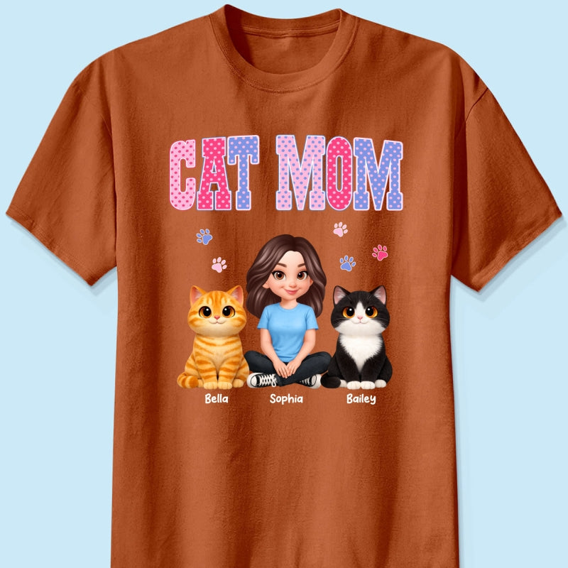 Trending 2026 Polka Dot Pattern Spring Summer Vibe Cat Mom - Personalized Shirt - Mother's Day Gift For Cat Mom