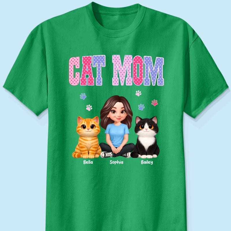 Trending 2026 Polka Dot Pattern Spring Summer Vibe Cat Mom - Personalized Shirt - Mother's Day Gift For Cat Mom