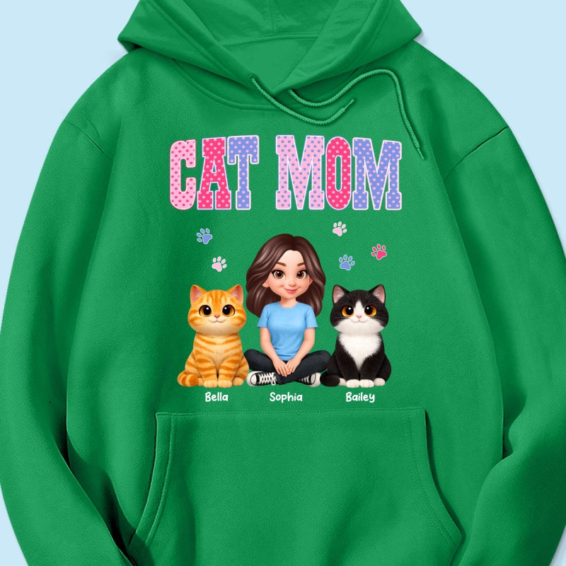Trending 2026 Polka Dot Pattern Spring Summer Vibe Cat Mom - Personalized Shirt - Mother's Day Gift For Cat Mom