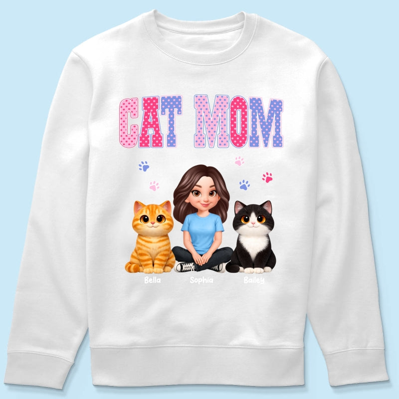 Trending 2026 Polka Dot Pattern Spring Summer Vibe Cat Mom - Personalized Shirt - Mother's Day Gift For Cat Mom