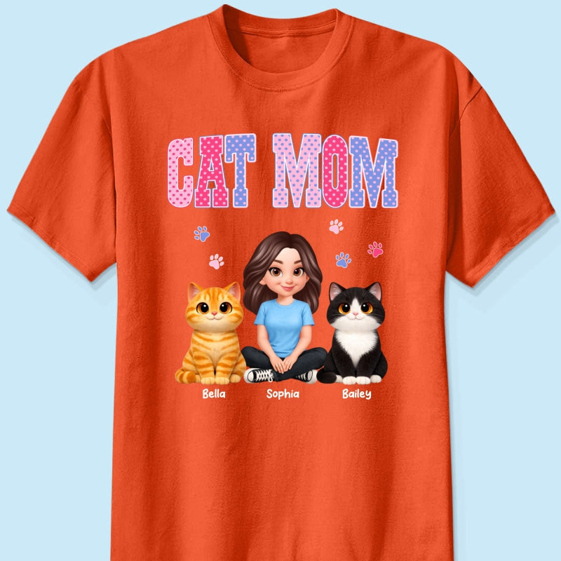 Trending 2026 Polka Dot Pattern Spring Summer Vibe Cat Mom - Personalized Shirt - Mother's Day Gift For Cat Mom