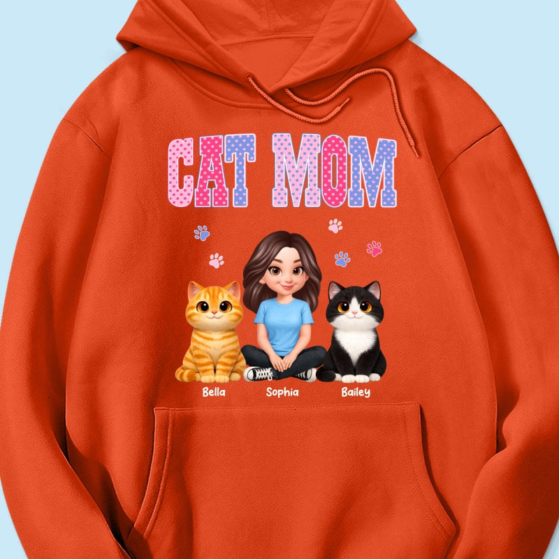 Trending 2026 Polka Dot Pattern Spring Summer Vibe Cat Mom - Personalized Shirt - Mother's Day Gift For Cat Mom