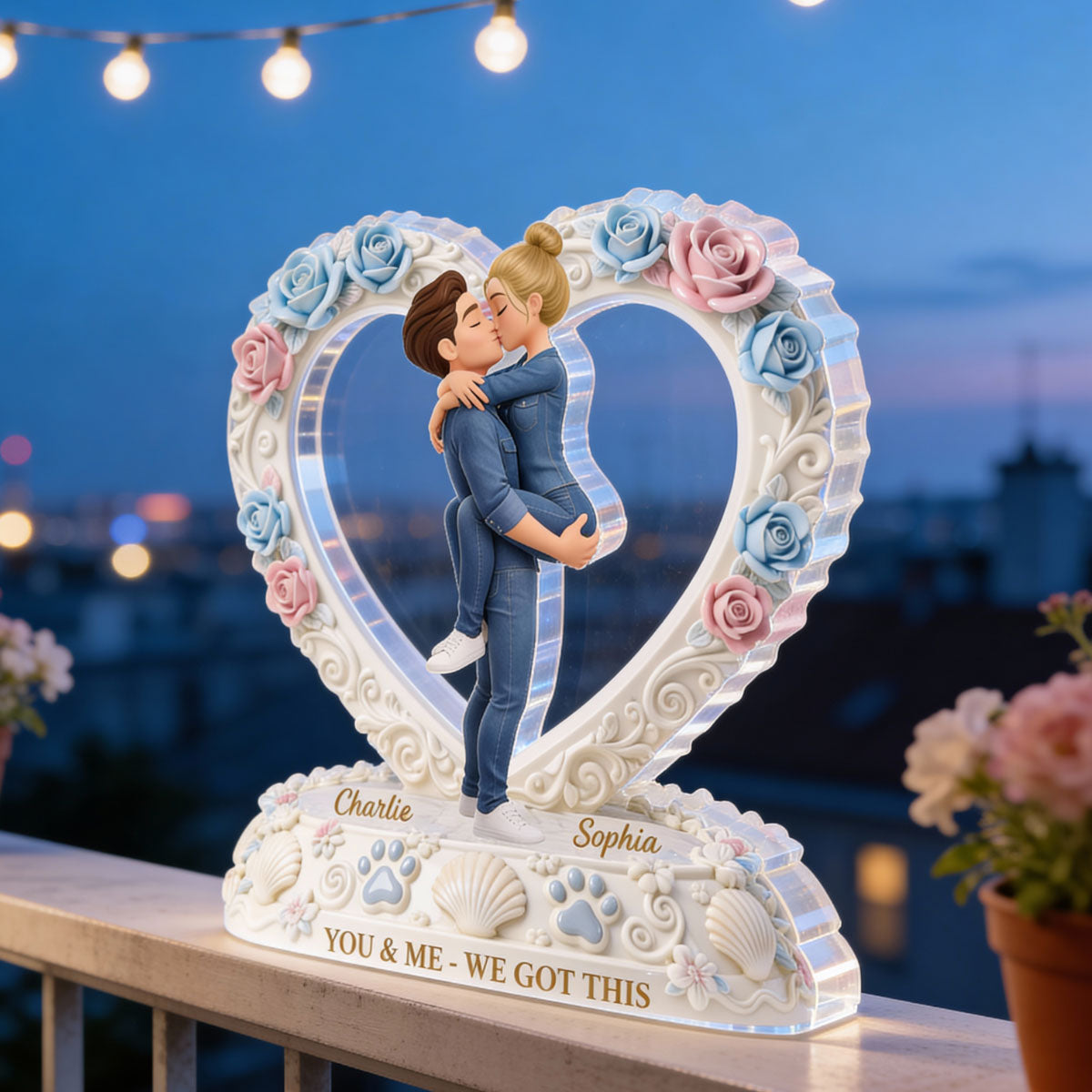 You & Me We Got This Heart Rose - Personalized Acrylic Block Plaque - Anniversary, Valentine's Day Gift, Gift For Him, Gift For Her