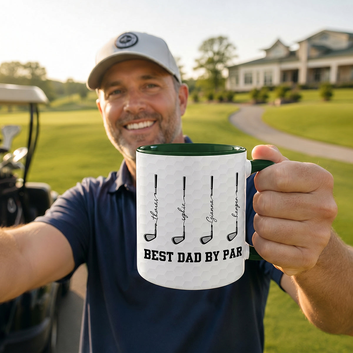 Best Dad By Par Custom Kid Name - Personalized Mug - Father's Day Gift For Golf Dad, Grandpa
