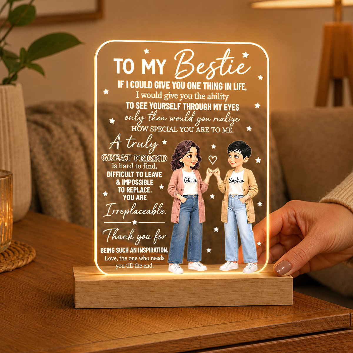 To My Bestie You Are Special To Me Pinky Promise Besties - Personalized Acrylic Plaque LED Night Light - Friendship Gift, Birthday Gift For Best Friends