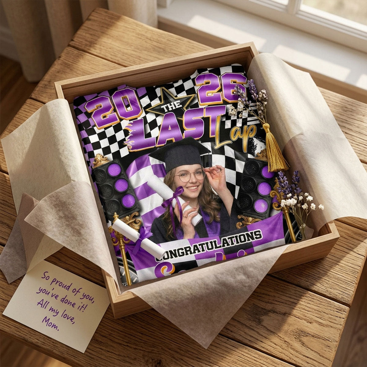 The Last Lap Racing Pattern Class Of A Graduate Custom Photo - Personalized Shirt - Family Matching Graduation Shirt, Graduation Party Gift, Senior Class of 2026