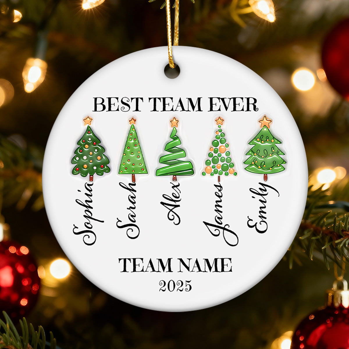 Best Team Ever Work Team Member - Personalized Ceramic Ornament - Corporate Gift Exchange