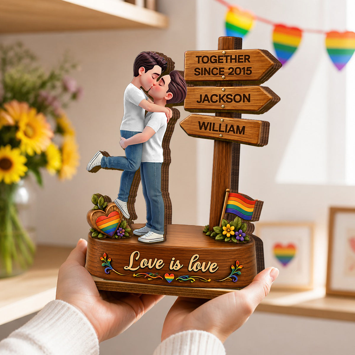 Endless Love LGBT+ Couple - Personalized 2-Layered Wooden Plaque - Gift For Couple, Happy Pride Month