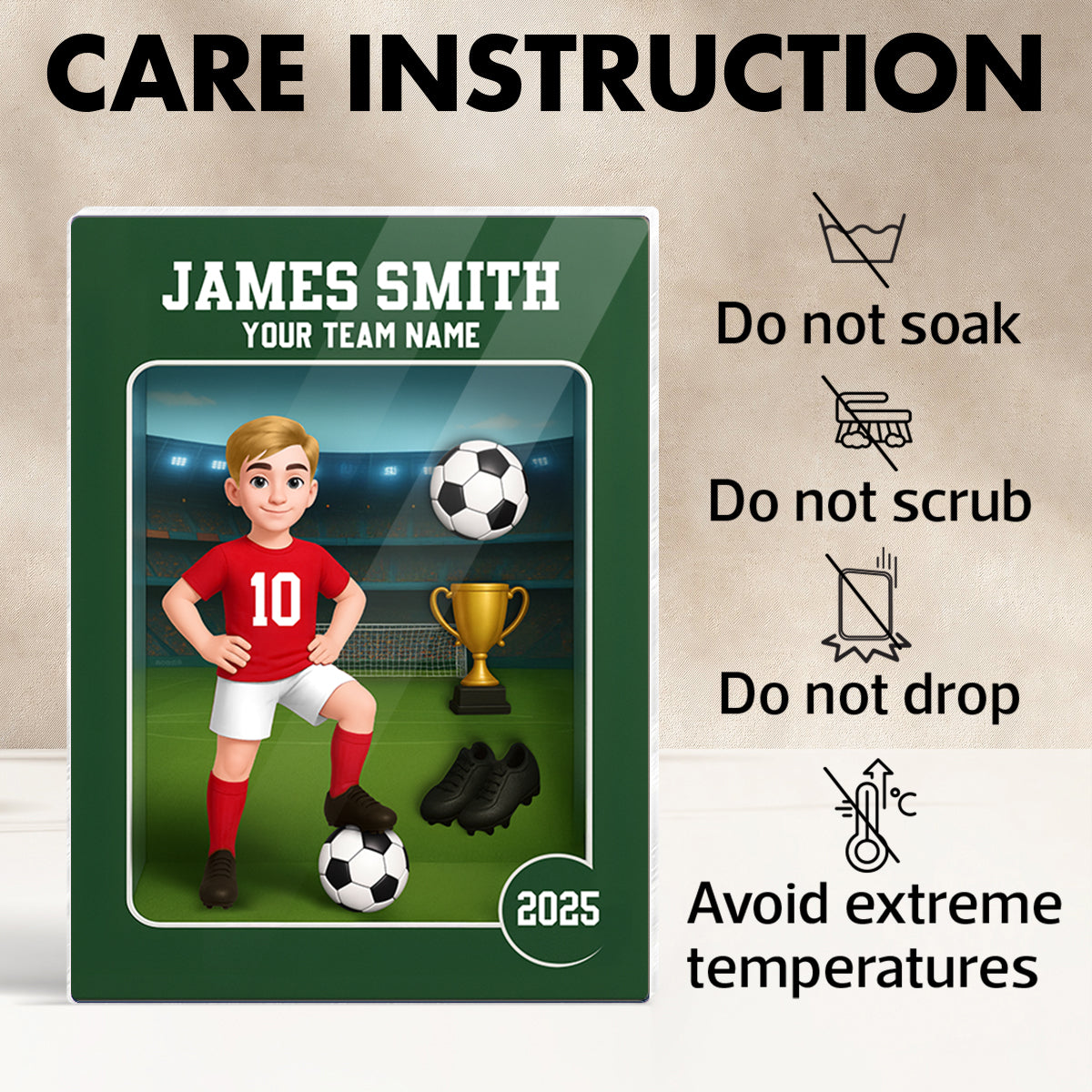Soccer Player Toy Box Action Figure 3D Effect - Personalized Acrylic Block