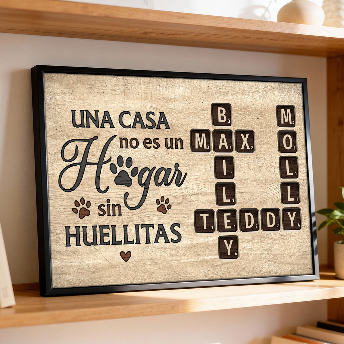 Una Casa No Es Un Hogar Sin Huellitas Crossword Puzzle Art - Personalized Poster - Spanish Version Home Decor For Pet Lovers