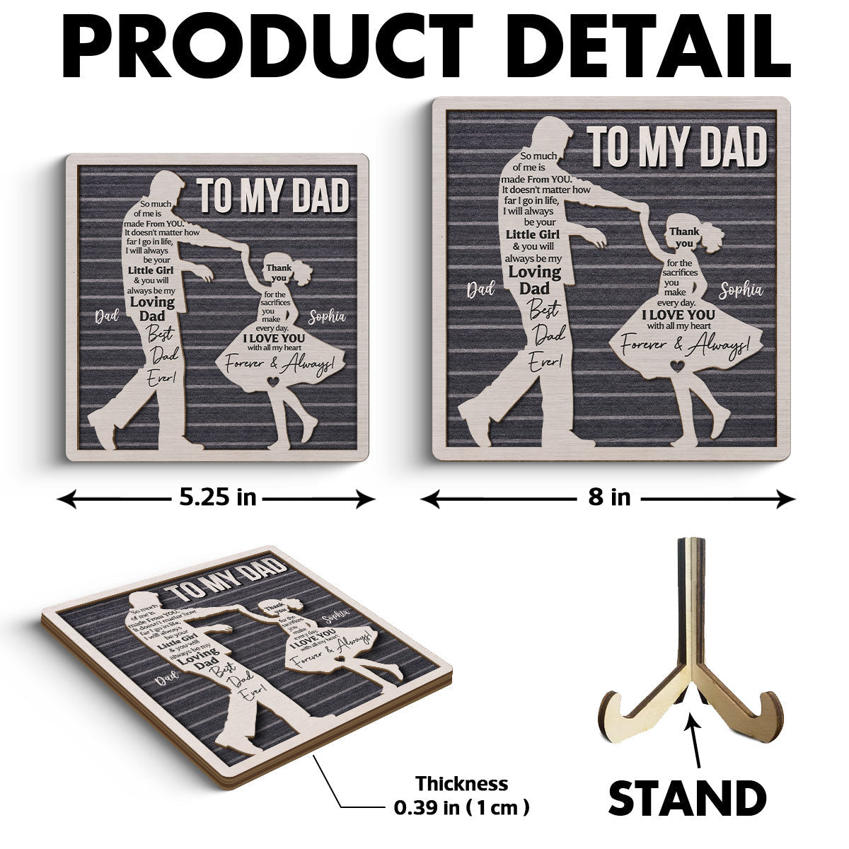 I Will Always Be Your Little Girl Father & Daughter Dancing - Personalized 2-Layered Wooden Plaque - Sentimental  Gift For Dad From Daughter