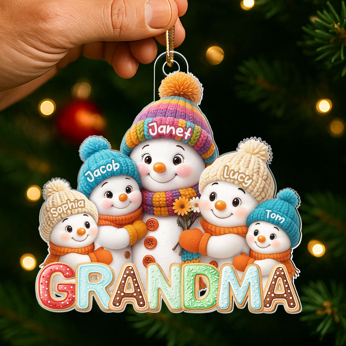 Grandma And Grandkids Christmas 2025 - Personalized Acrylic Ornament - Heartwarming Christmas Gift For Grandma