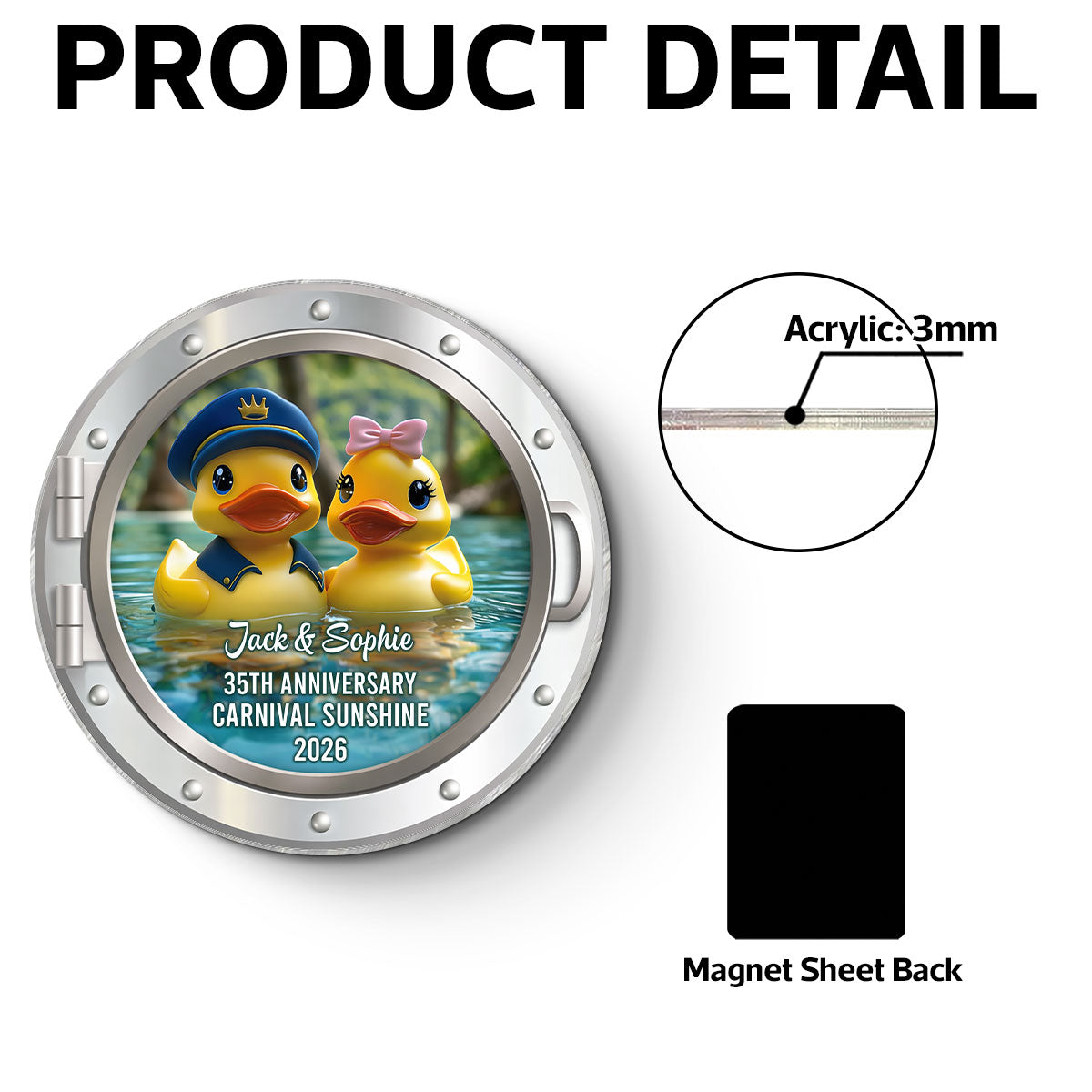 Rubber Duck Couple Anniversary Cruise - Personalized Cruise Door Acrylic Magnet - Cruise Trip Keepsake