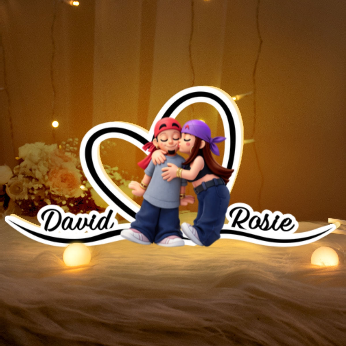 Y2K Couple Kissing - Personalized Light Box - Gift for Couple, for Him, for Her