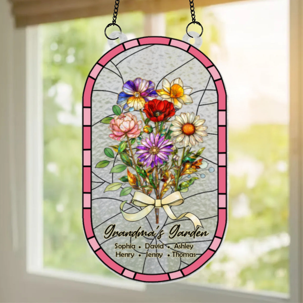 Custom Family Birth Flowers Grandma's Garden - Personalized Suncatcher - Heartfelt Mother's Day Gift for Grandma, Mom, Wife