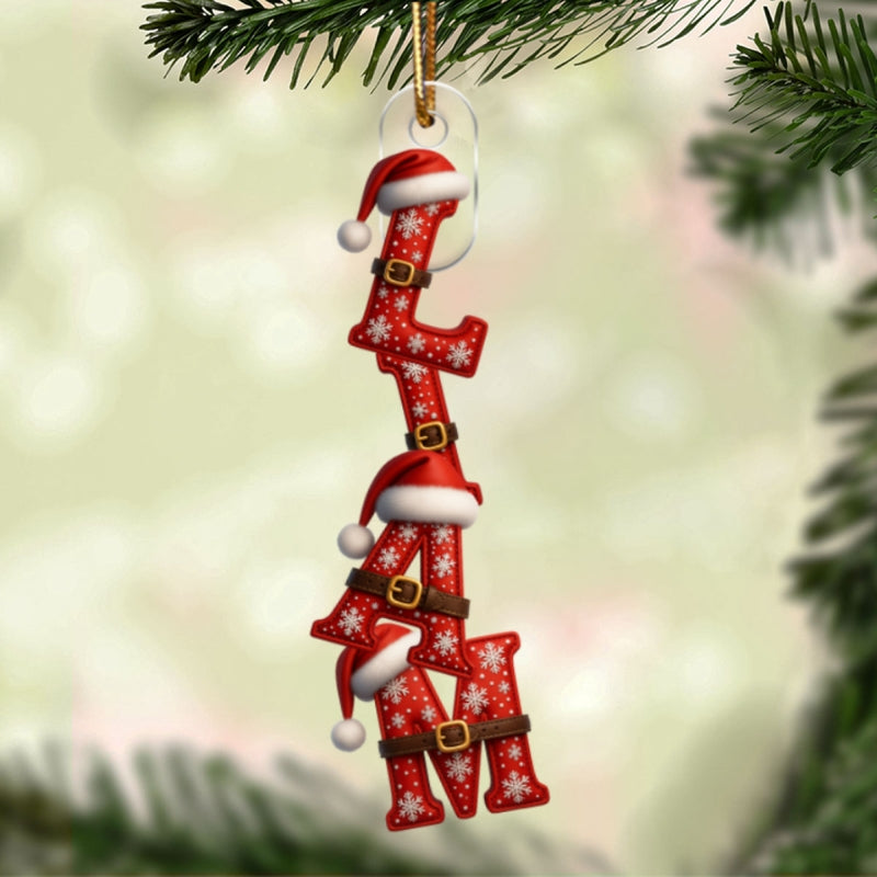 Santa Alphabet Custom Name - Personalized Acrylic Ornament - Christmas Tree Decor