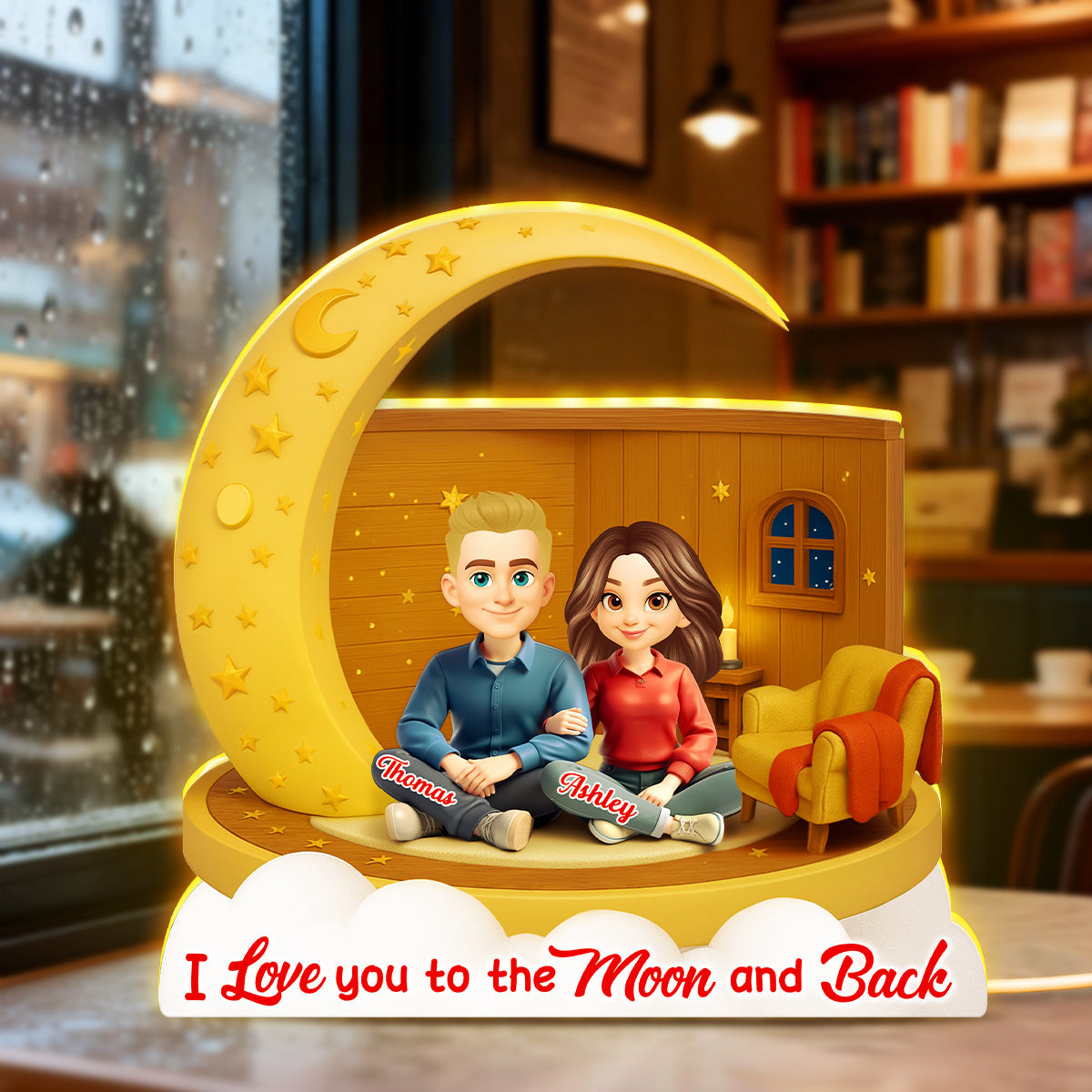 I Love You To The Moon And Back - Personalized Light Box - Gift for Couple, for Him, for Her