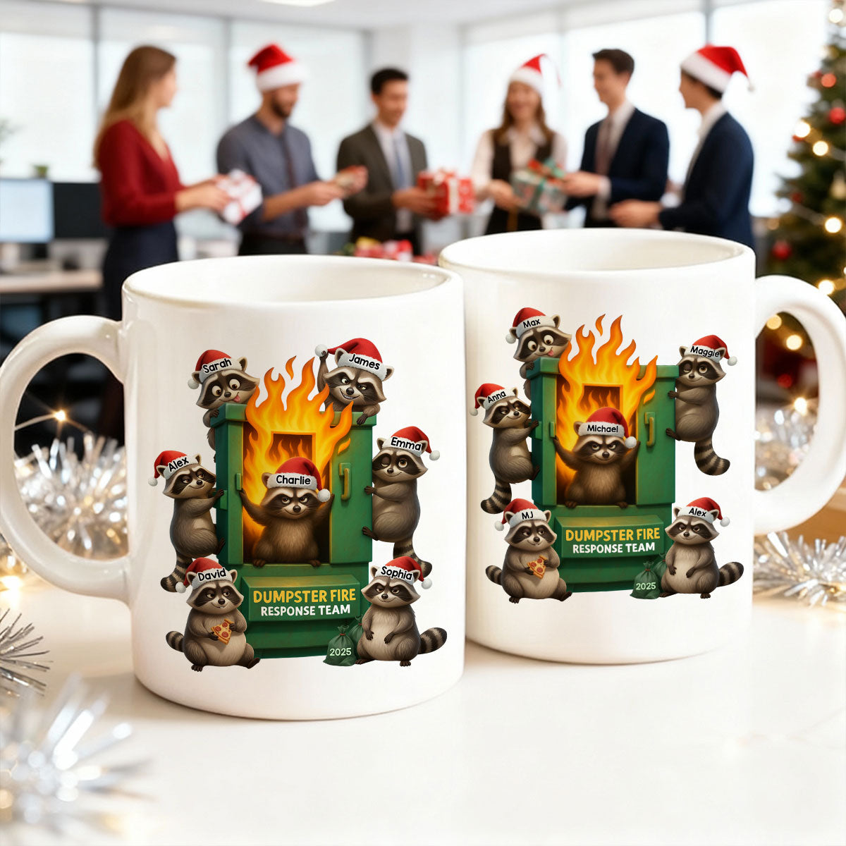 Cunning Raccoon Office Chaos Dumpster Fire Response Team - Personalized Mug - Funny Holiday Gift for Coworkers