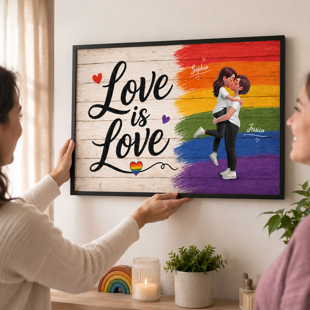 LGBT+ Couple Love Is Love - Personalized Poster - Gift For Couple, Happy Pride Month