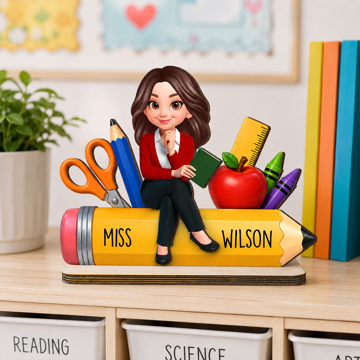 Teacher Life Pencil School Suppliers - Personalized 2-Layered Wooden Plaque - Back To School Gift For Teacher, Classroom Decor