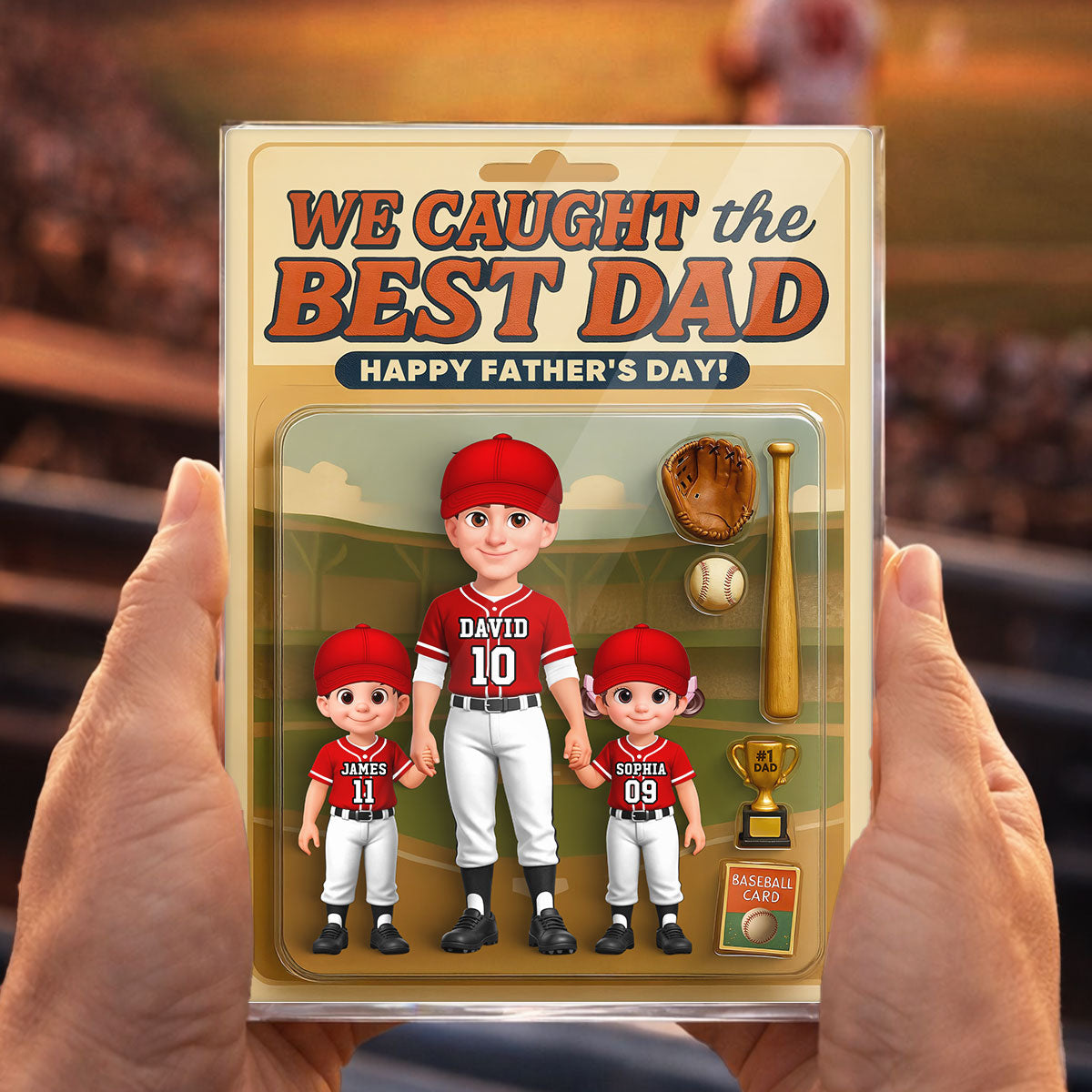 Baseball Things We Caught The Best Dad - Personalized Acrylic Block Plaque -  Gift For Baseball Dad